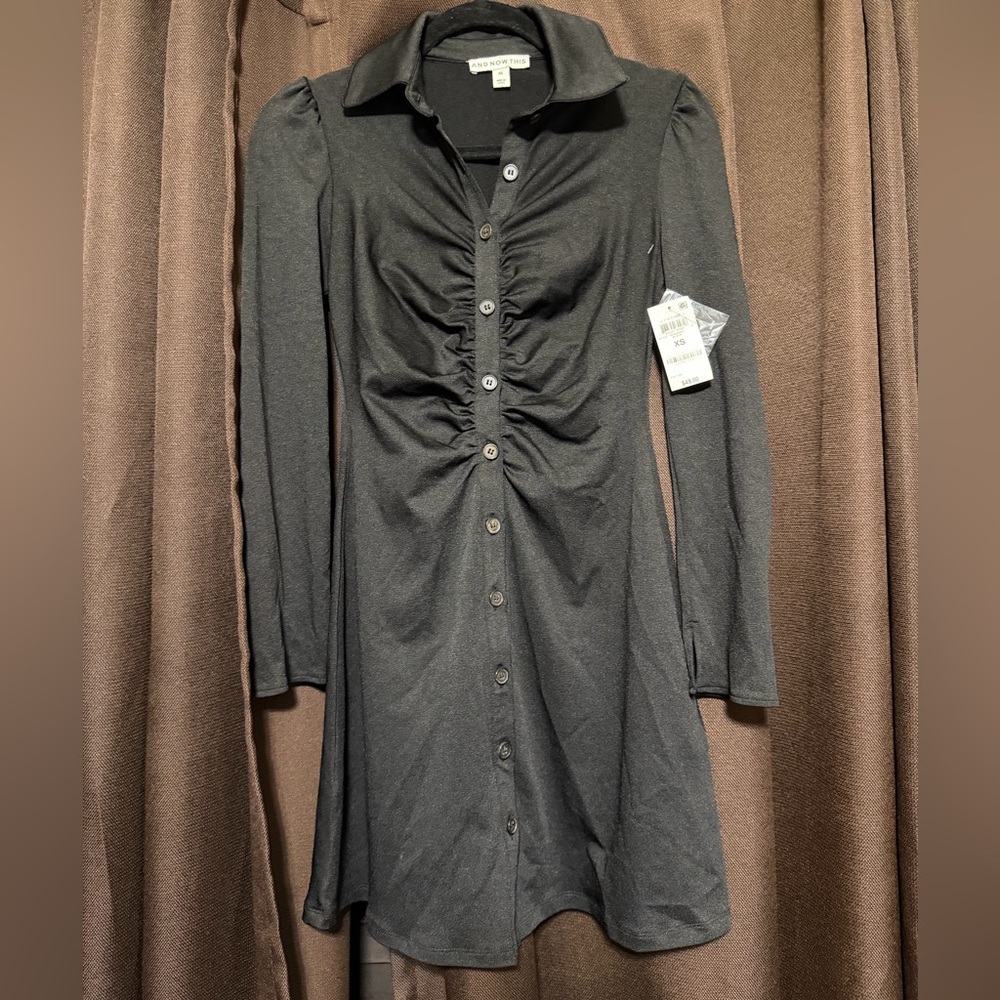 Elegant Black Button-Down Mini Dress